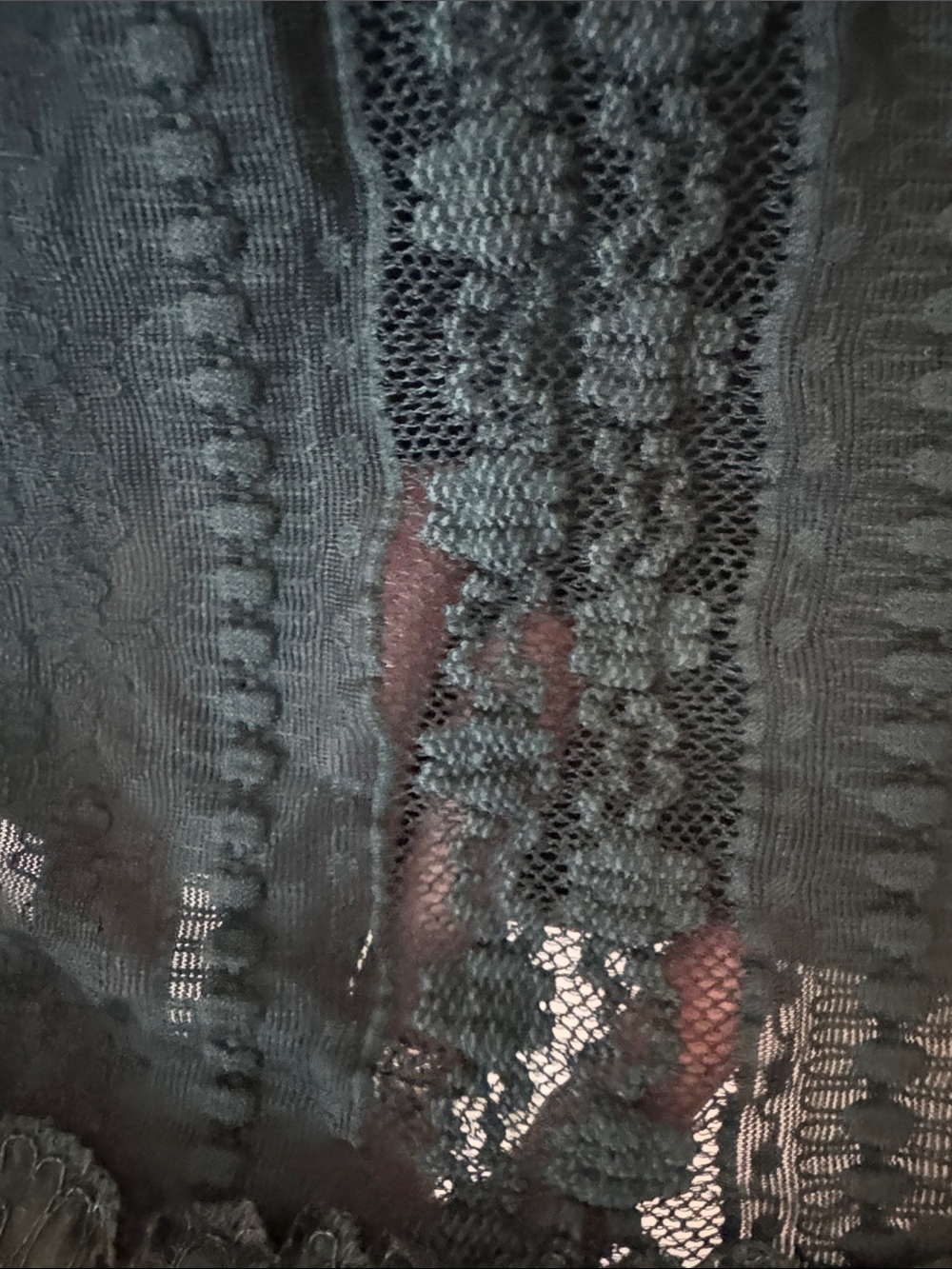 Altar'd State Dark Green Lace Long-Sleeve V-Neck Top - Picture 3 of 6